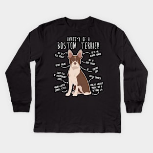 Seal Boston Terrier Dog Anatomy Kids Long Sleeve T-Shirt